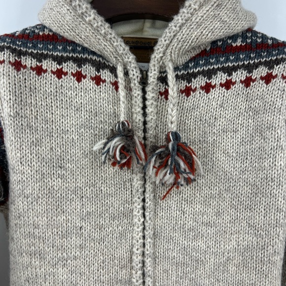 Elizabeth Sweater Fair Isle Fleece Lined Wool Knit Beige & Red  Coat/Sweater M - Picture 11 of 11